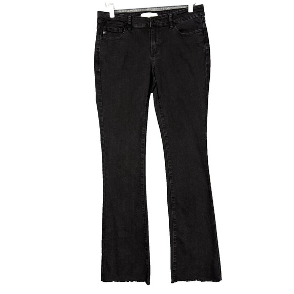Kancan Jeans Women 9 28 Black Jaiden Low Rise Boot Cut Raw Hem Stretch KC11255BK - Picture 1 of 15